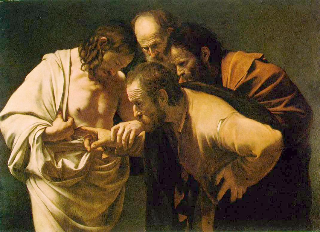 St. Thomas Seeing Resurection Apostles seeing and feeling Jesus' wound after the resurrection