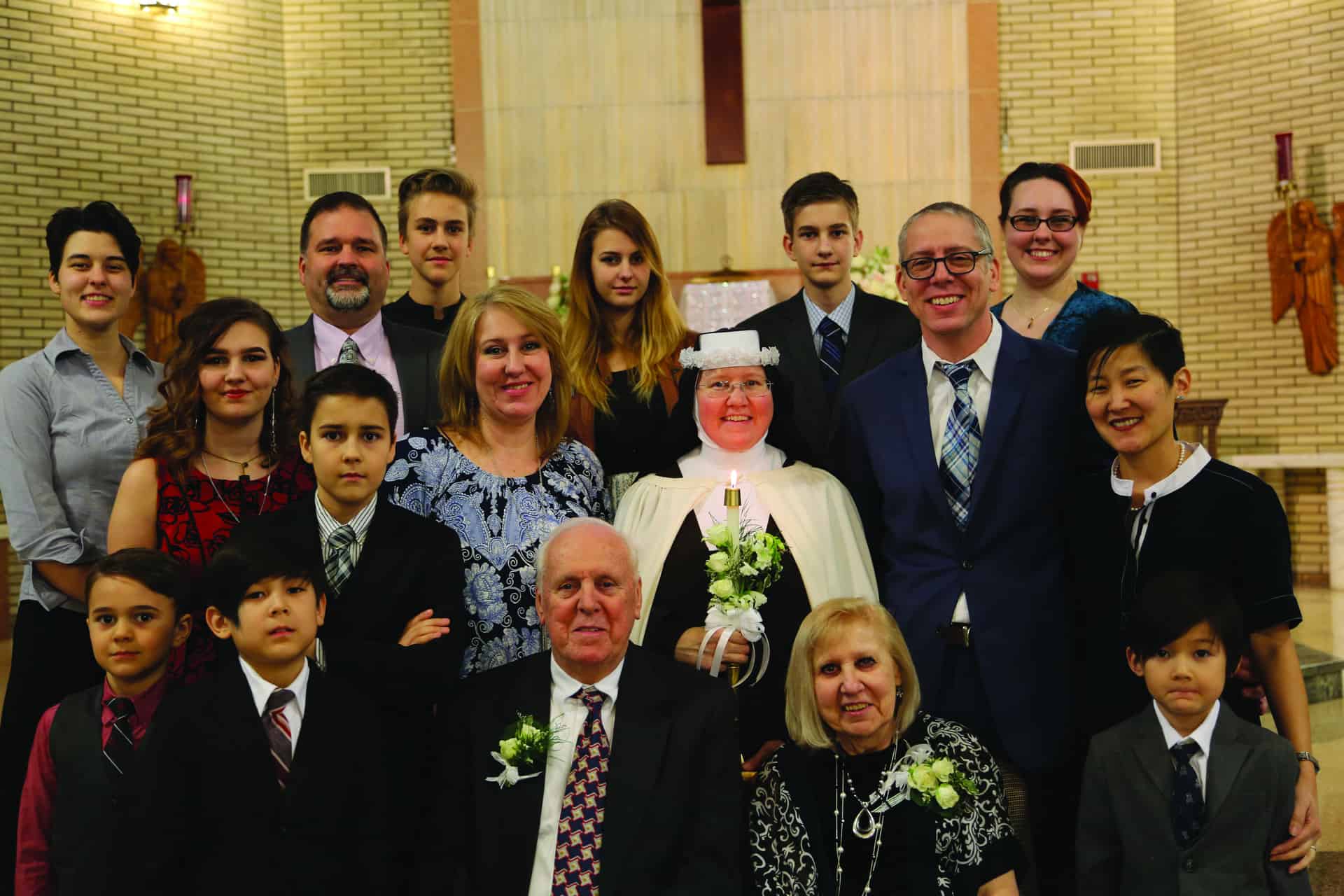 Sr. Marie Andre's family during final professions on altar