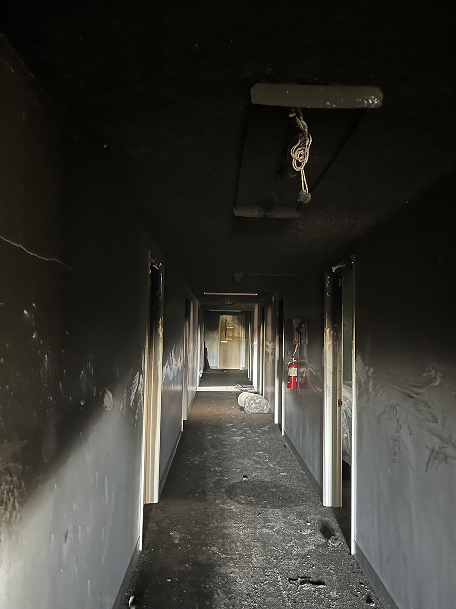 Fire damage in the Our Lady Wing from the fire on April 11th.