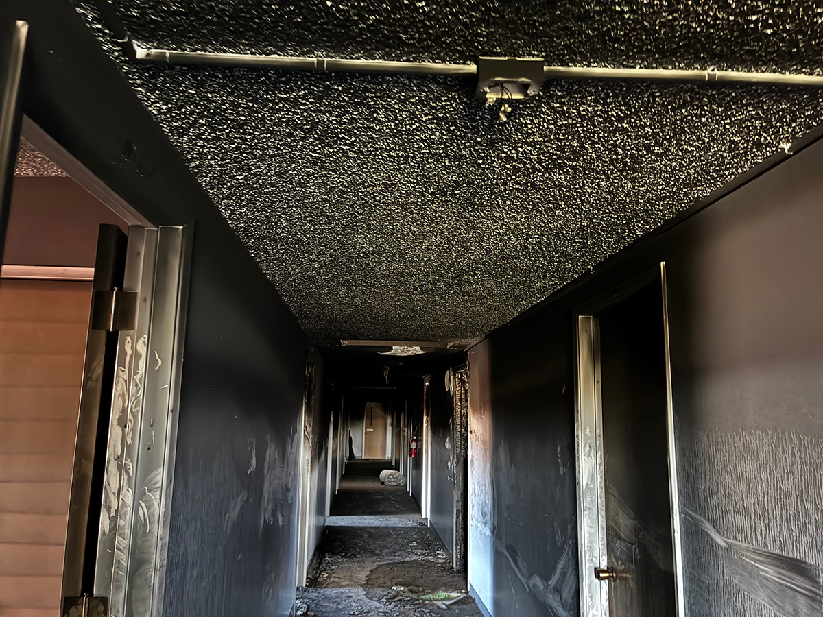 Fire damage in the Our Lady Wing from the fire on April 11th.
