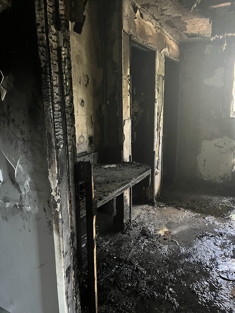 Fire damage in the Our Lady Wing from the fire on April 11th.