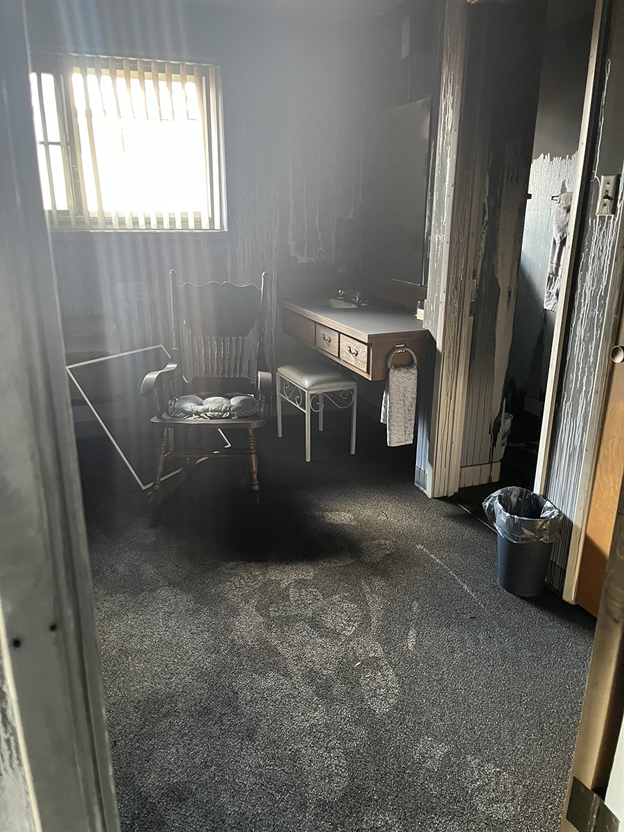 Fire damage in the Our Lady Wing from the fire on April 11th.