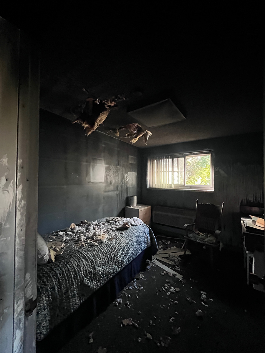 Fire damage in the Our Lady Wing from the fire on April 11th.