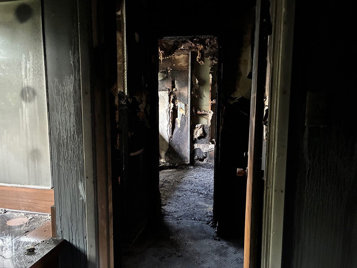 Fire damage in the Our Lady Wing from the fire on April 11th.