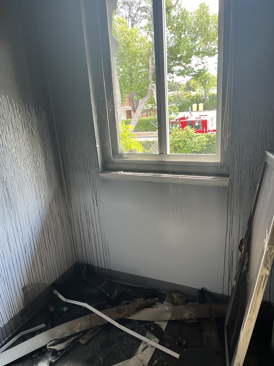 Fire damage in the Our Lady Wing from the fire on April 11th.
