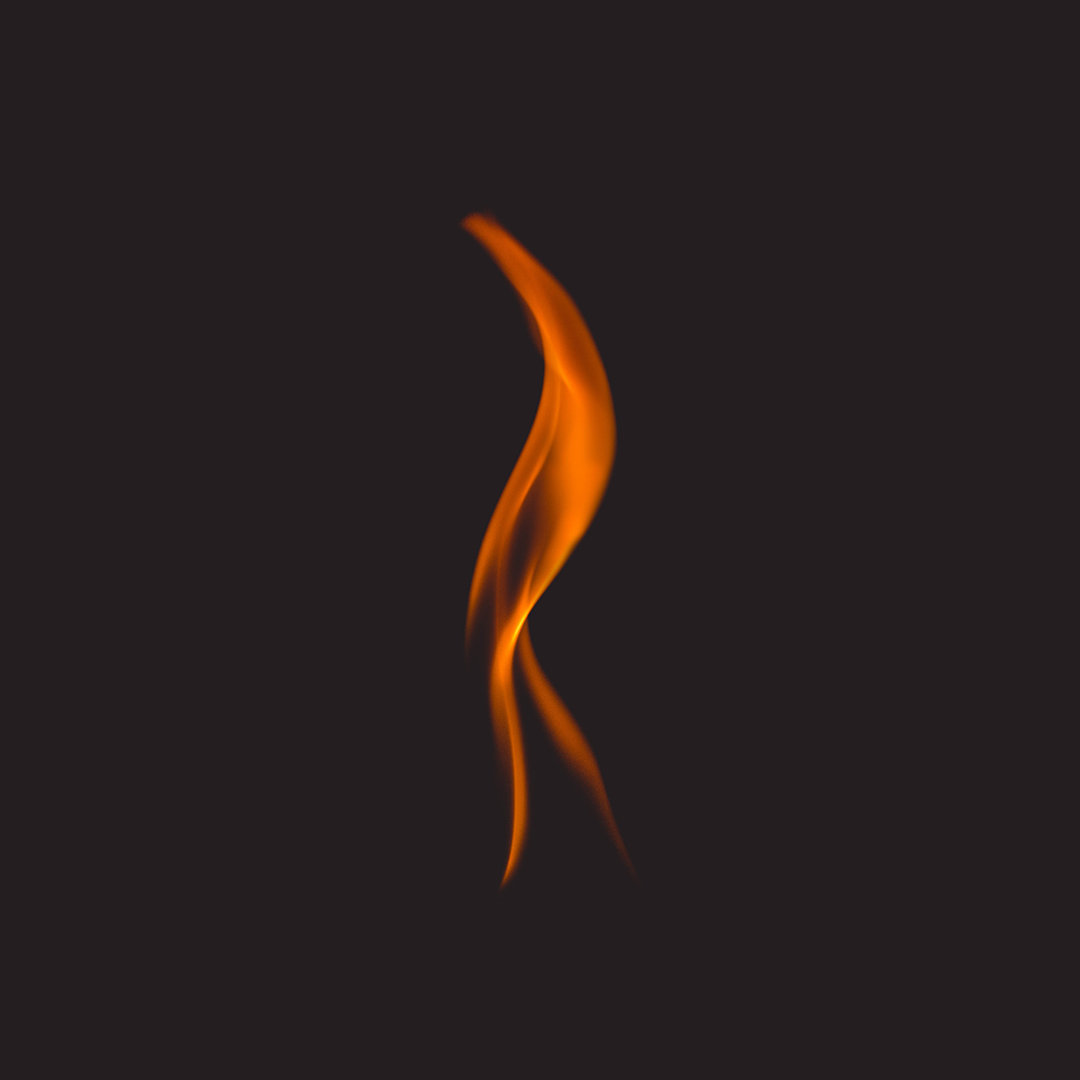 Orange flame on black background