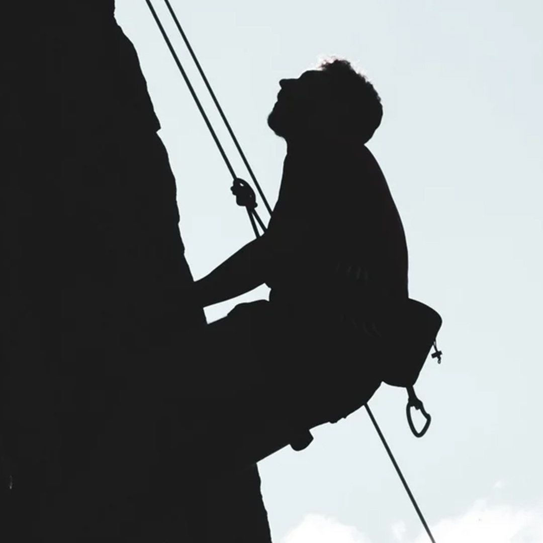 Silhouette of mountain climber