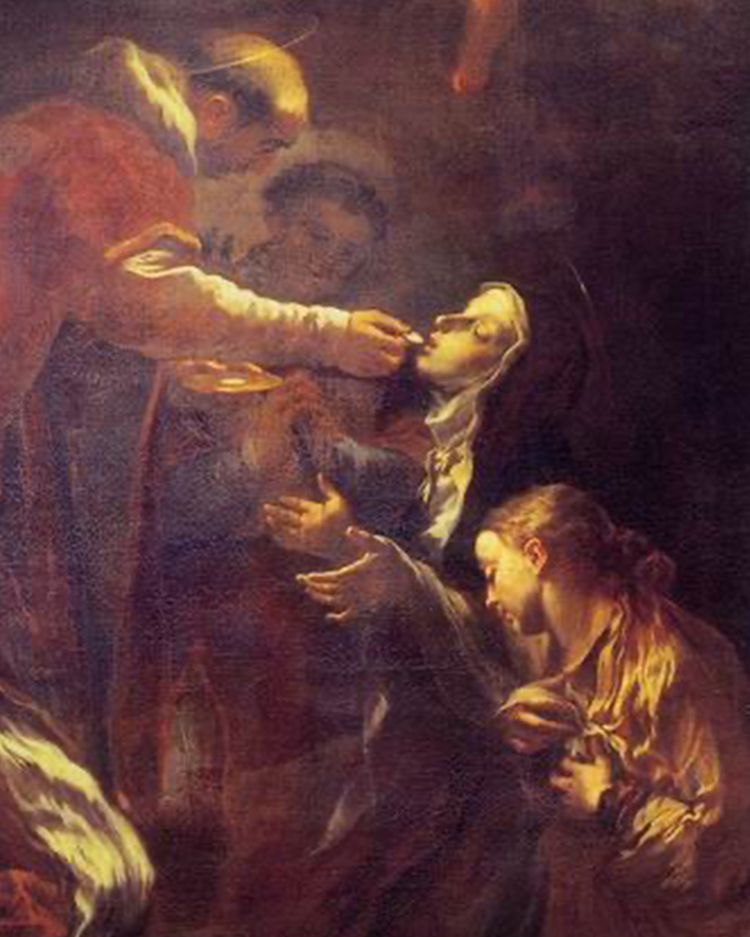 Painting of St. Teresa of Avila receiving holy Communion from a priest.