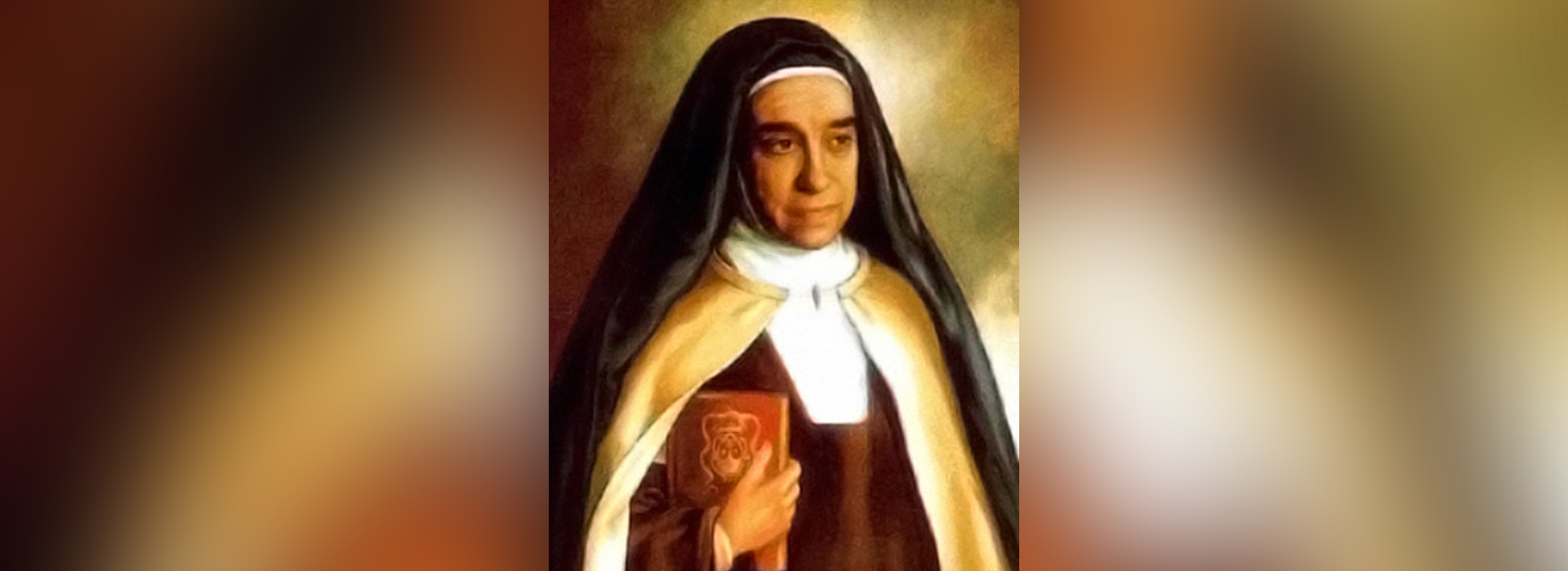 St. Ann of Bartholomew kneeling and hands in prayer pointed toward the heavens.