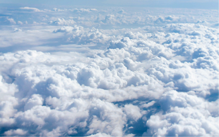 A sea of clouds viewed from above.