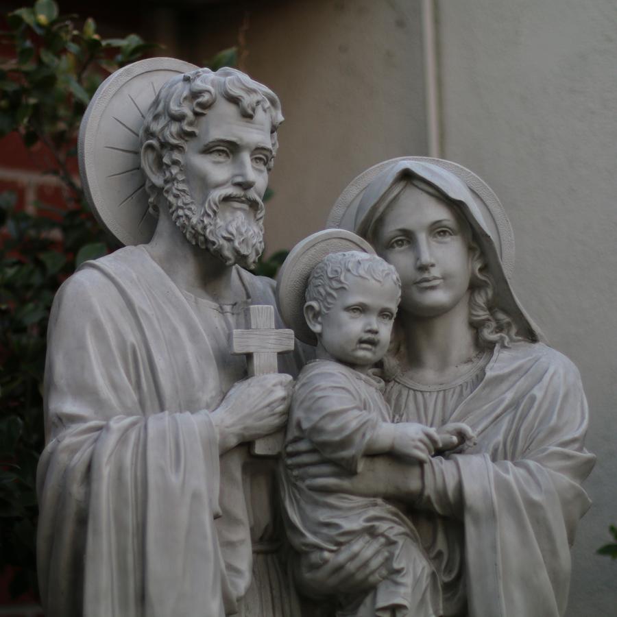 Statue of the Holy Family: St. Joseph, Mary, and infant Jesus