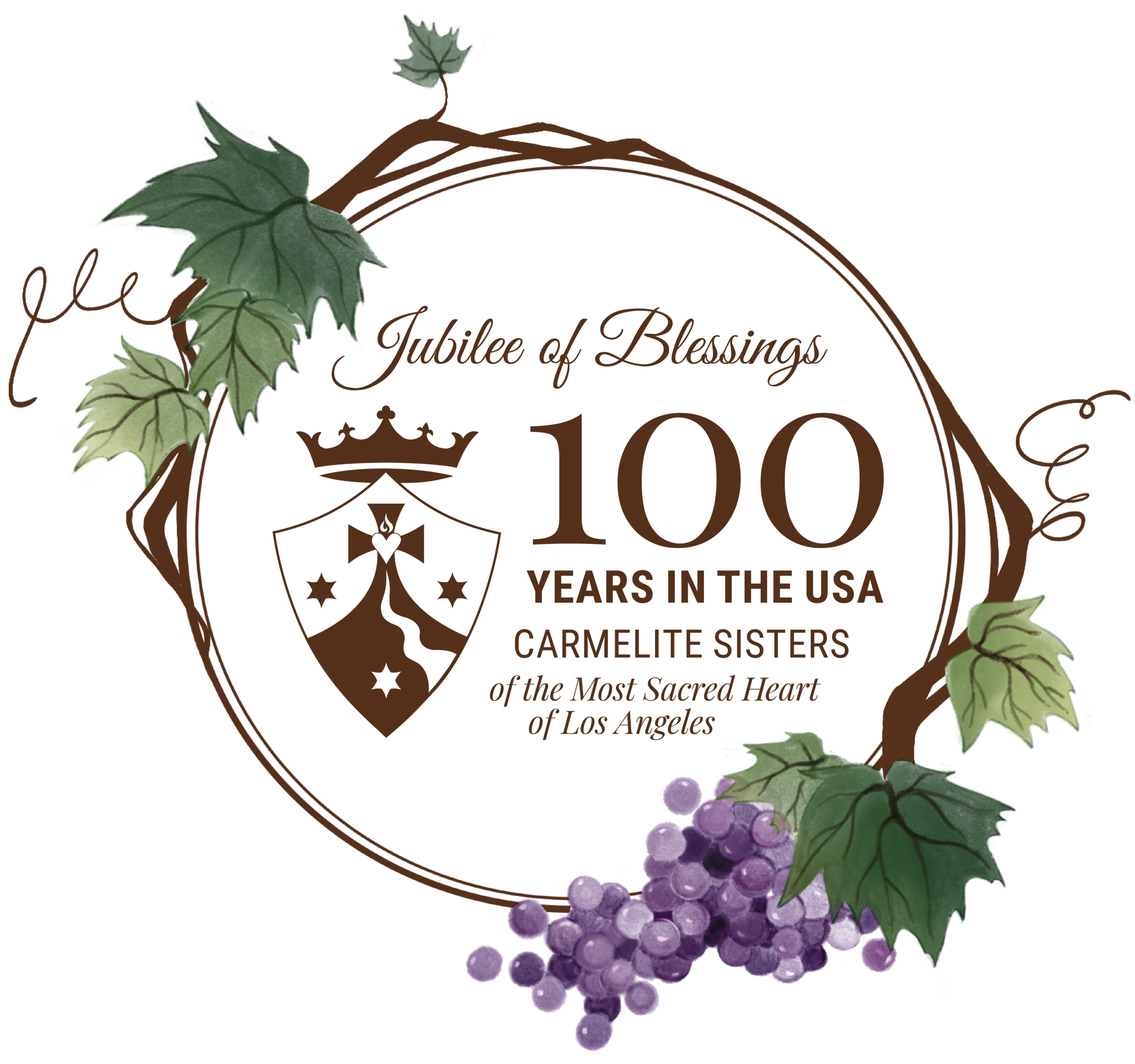 Logo for the Carmelite Sisters Jubilee Year of Blessings celebrating 100 years in the USA.