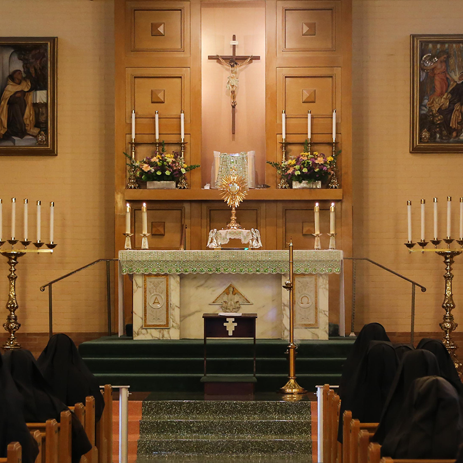 Altar and crucifix in the chapel.